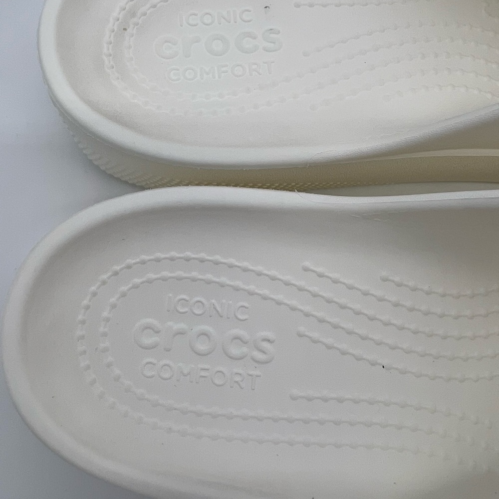 Crocs Classic White Platform Summer Slide Sandals with Silver Chain & Rhinestone - Picture 14 of 15
